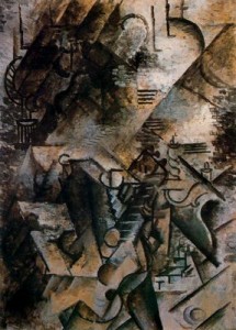 Mujer con guitarra junto a un piano. 1911.Picasso. Národni Galerie. Praga República checa.