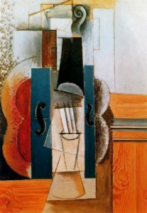 Violín colgado en la pared. 1913.Picasso. Fundación Hermann y Magrit Rupf. Kunstmuseum Bern. Berna. Suiza.