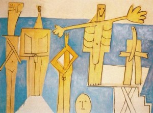 bañistas en la playa de la garouche. 57. picasso.museo de arte y de historia de ginebra. suiza.