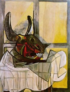 cabeza de toro sobre una mesa. 42. colección emilio jesi, milan. roma.
