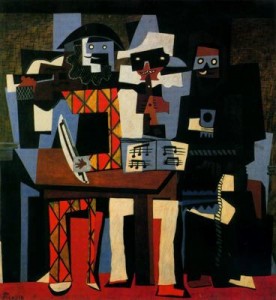 músicos con mascaras. 21. picasso. philadelphia museum of art (PA) usa.