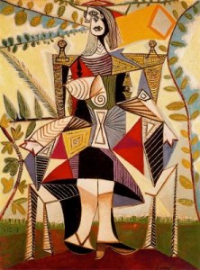 mujer sentada en un jardin. 38. picasso. colección mr y mrs. daniel saidenberg. nueva york . usa.