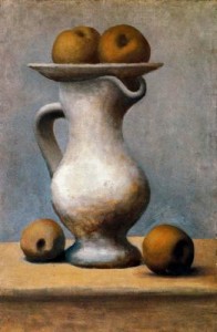 naturaleza muerta con jarro y manzanas. 19. picasso. museo picasso, parís