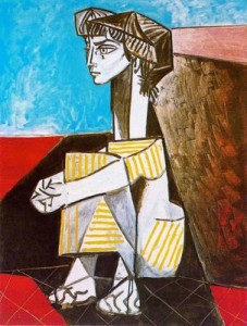 retrato de jacqueline roque con las manos cruzadas.54. picasso. museo picasso. paris.
