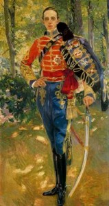 Retrato del Rey Don Alfonso XIII con el uniforme de húsares. 1907. 208 x108cm. Palacio Real. Madrid. España.