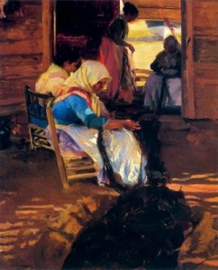 Tejiendo las redes. 1901. 162 x 131 cm.2