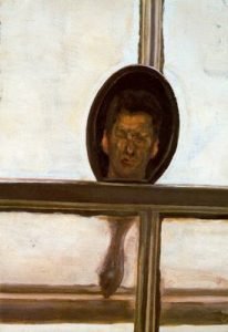 Interior with hand mirror (self portrait). 1967. Private collection.