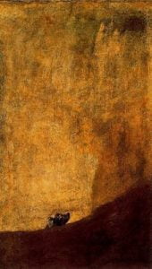 Perro enterrado en la arena. 1820-1823. Mural pasada lienzo. 134x80cm. Prado.