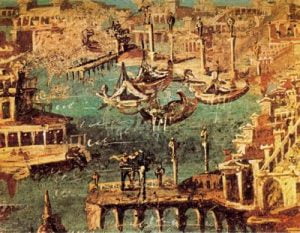 Vista de un puerto. Procedente de Stabies. Museo Arqueológico Nacional. Nápoles. Italia.