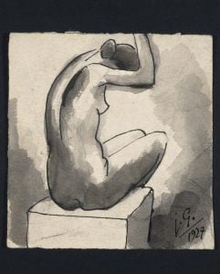 Mujer sentada peinándose