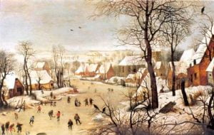 1565. Paisaje invernal con trampa de pájaros.