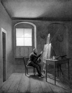 1811. Friedrich en su estudio. B y N.