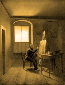 1811. Friedrich en su estudio. B y N. Filtro.
