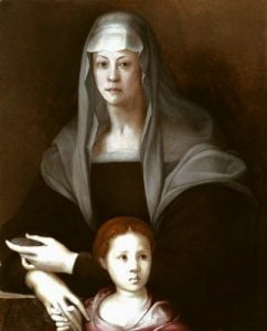 1537. Retrato de María Salviati con el pequeño Cosimo de Medici.