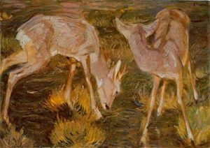 1909. Ciervos al atardecer.