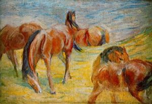 1910. Caballos de pastoreo.
