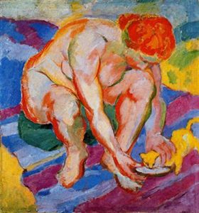 1910. Desnudo con gato.