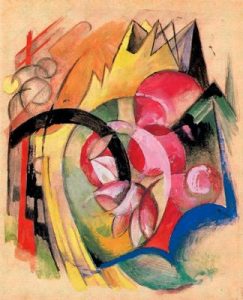 1913-14. Flores de colores, formas abstractas.