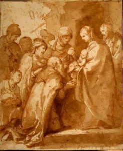 1650-1656. Adoración de los Magos. Dibujo. 280 x 231 cm. Fundación Alisa Mellon Bruce.