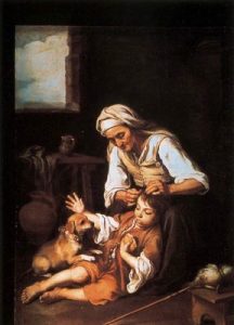1670-75. Vieja despiojando a un niño. 147 x 113 cm. Alte Pinakothek Munich. Alemania.