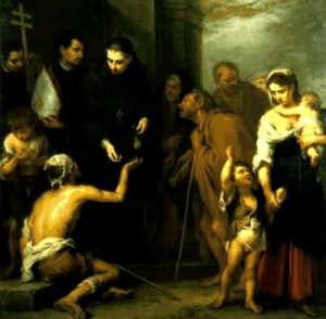 1670. La caridad de Santo Tomás de Villanueva. 150 x 152cm. Colección Wallace. Londres. Inglaterra.