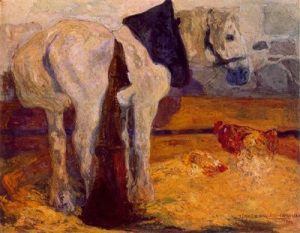 1904. Caballo y gallo. 118 x 152cm. Venecia. Italia.