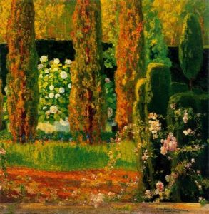 1930-40. Jardín de cipreses.