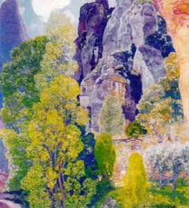 1938. Árboles junto al Monasterio de Montserrat.
