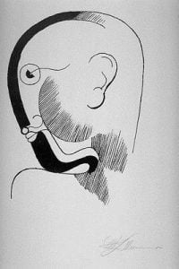 1920-21. Cabeza de perfil con contorno negro.