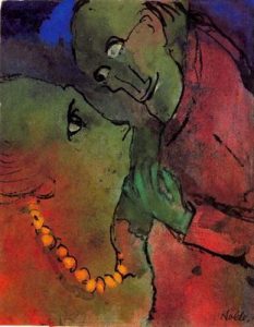 Pareja de rana verde. Acuarela.