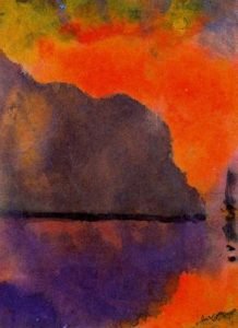 Vida junto al mar. Acuarela.