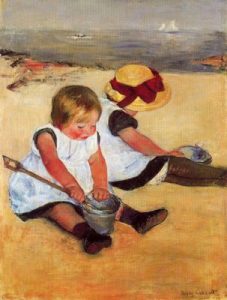 1884. Dos niños a la orilla del mar.