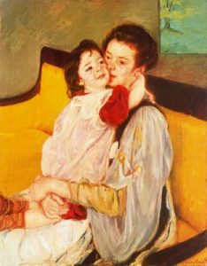 1902. Margot abraza a su madre.