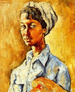 1958. Elvireta Escobio. Su mujer.