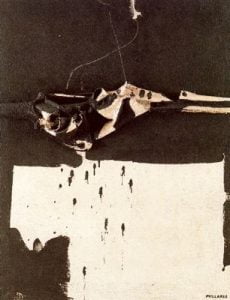 1964. Composición blanco y negro. Arpillera.