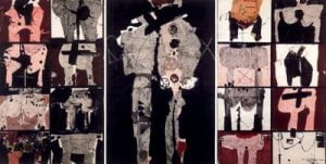 1964. Tríptico. Collage, tinta y pintura plástica sobre papel. !00 x 66cm. Fundación Juan March.