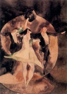 1916. Vodevil, la bailarina de verde. Acuarela.
