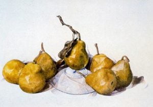 1929. Peras verdes. Acuarela sobre papel.