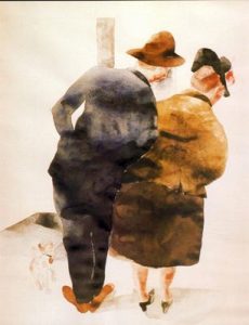 1934. Hombre y mujer, Provincetown. Acuarela y lápiz sobre papel.