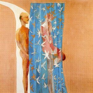 1963. 2 hombres en una ducha. 152,4 x 152,4 cm. Óleo sobre lienzo.