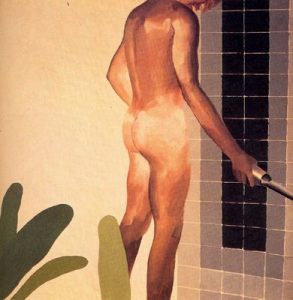 1964-69. Chico a punto de tomar una ducha.