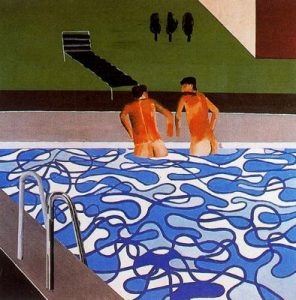 1965. Dos chicos en la piscina, Hollywood. 152,4 x 152,4 cm. Colección particular.