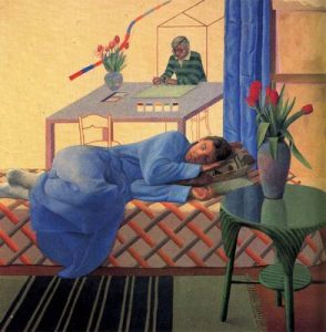 1977. Modelo con autorretrato inacabado. 152 c 152 cm.