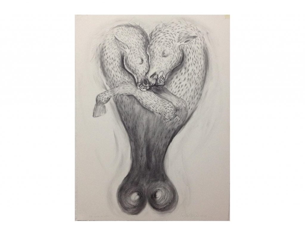 El amor y la ira. Dibujo sobre papel. 76 x 58 cm.