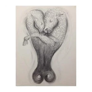 Love and anger. Drawing on paper. 76 x 58 cm.