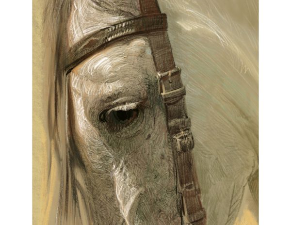 Obra digital de un caballo blanco