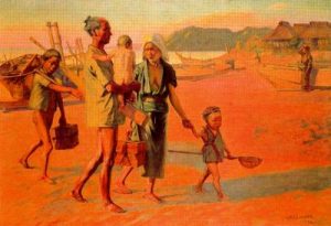 Pescadores de regreso por la noche para milartienda.com