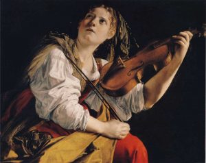 Mujer joven con violín para milartienda.com